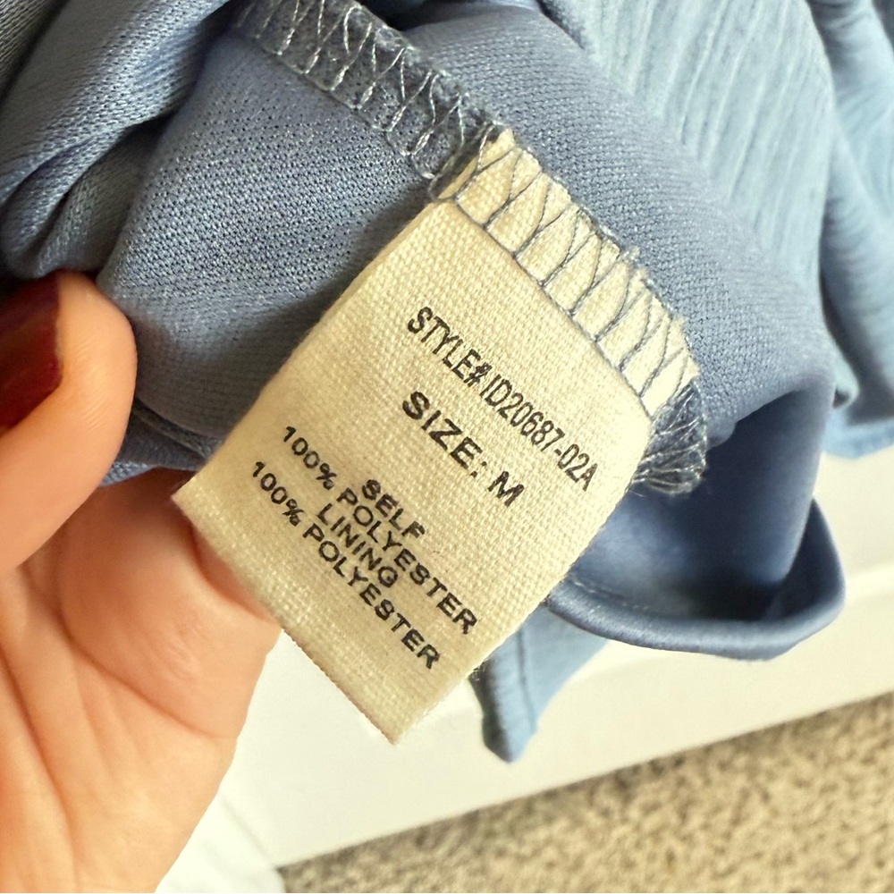 Altar’d State Dusty Blue Tiered Longsleeve Mini Dress with V-neckline Size M - Picture 5 of 9